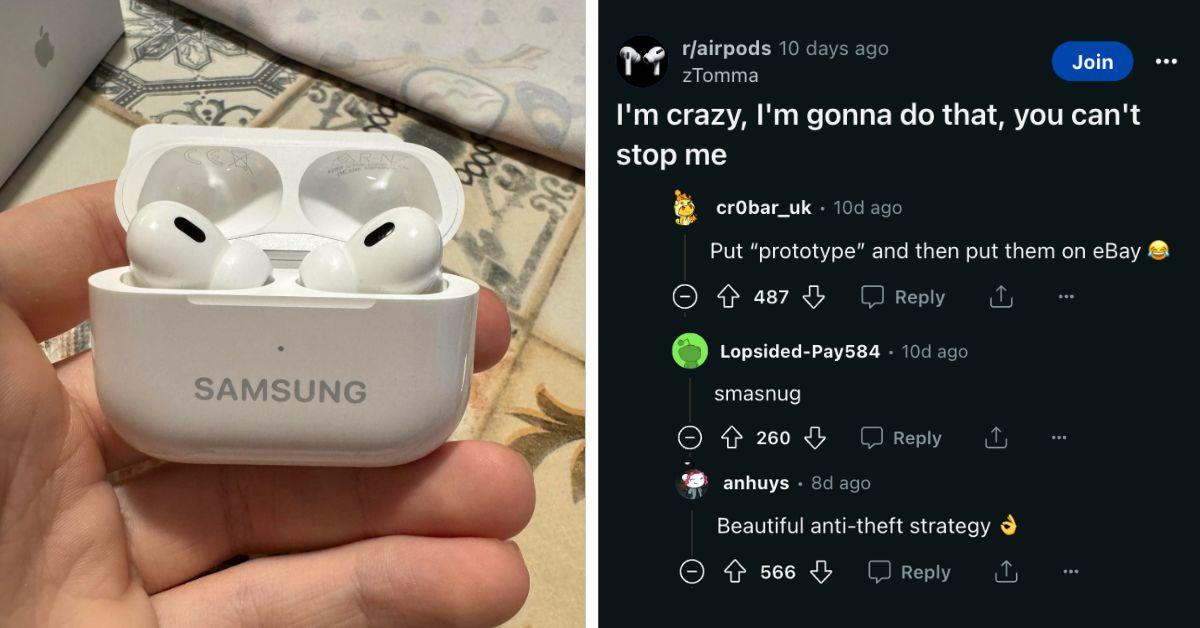 Reddit user engraves his AirPods Pro case with SAMSUNG label (From: Reddit)