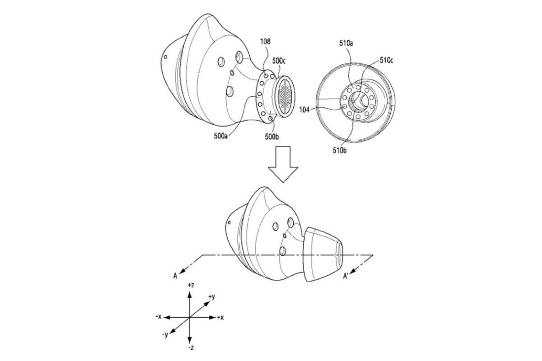Patent image of Galaxy Buds with biometric sensors (From: LetsGoDigital)