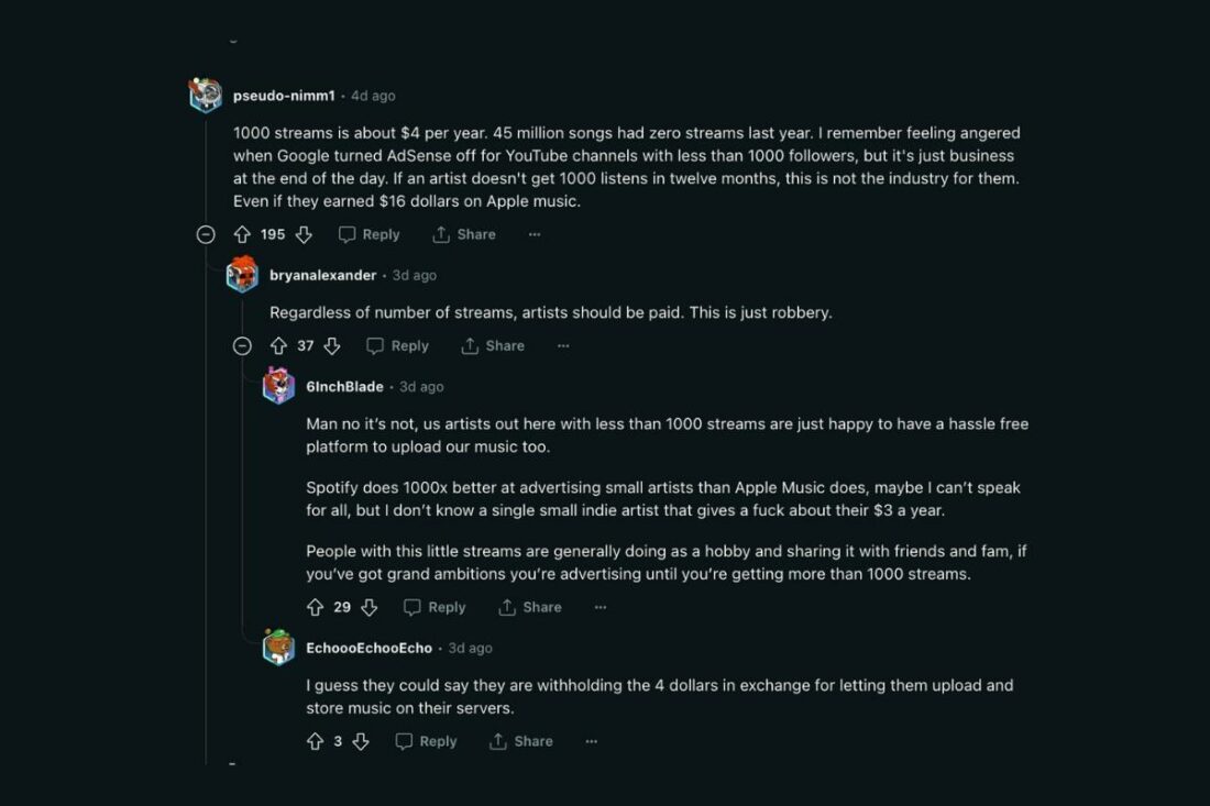 People defending Spotify's decision. (From: Reddit)