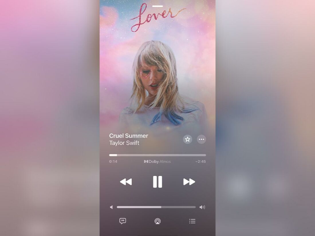 Playing Taylor Swift's Cruel Summer with Dolby Atmos on Apple Music