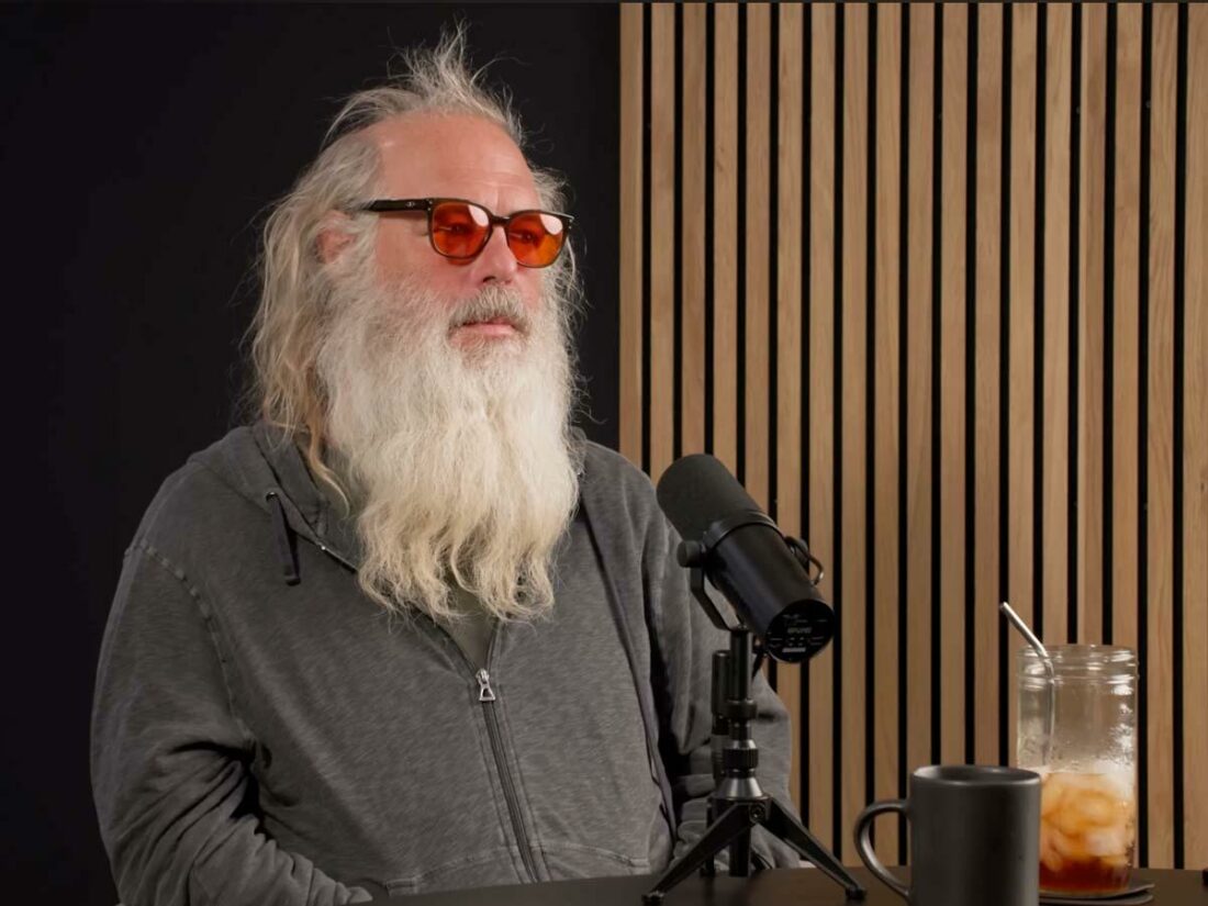 Rick Rubin as a guest in Huberman's podcast entitled: Protocols to Access Creative Energy and Process (From: YouTube/Andrew Huberman)