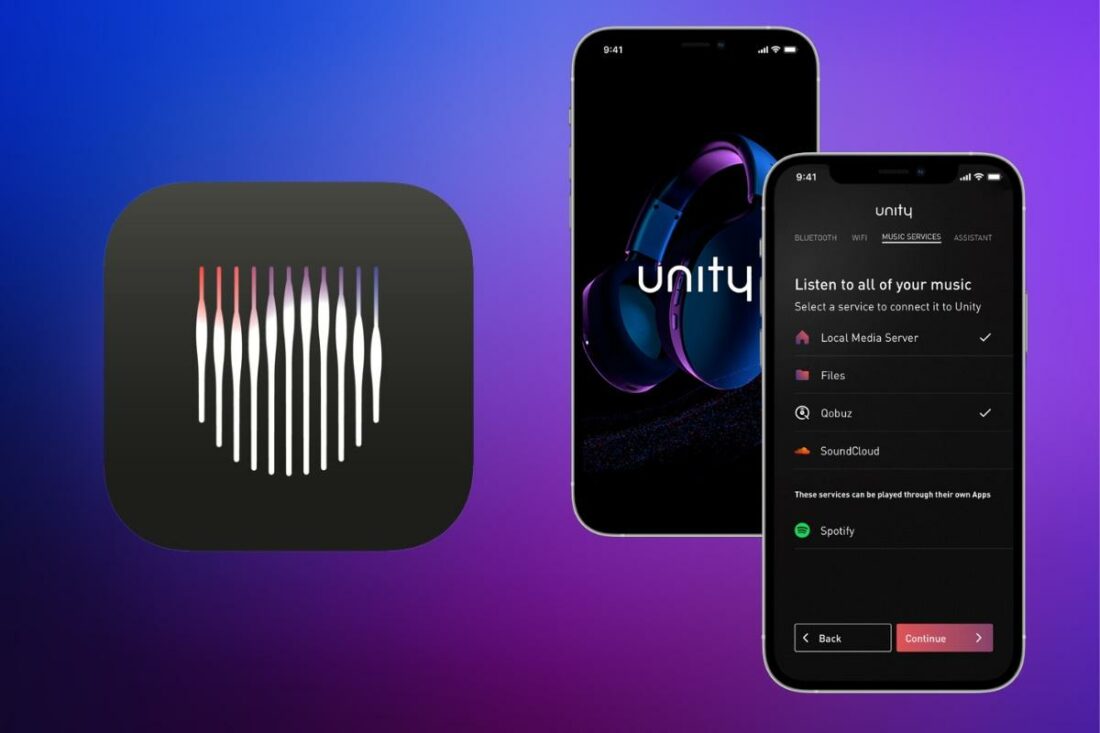 The HED Unity app is the headphones' all-in one companion software.