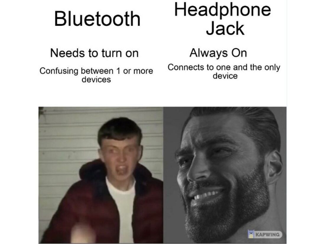 Bluetooth versus headphone jack. (From: Reddit)