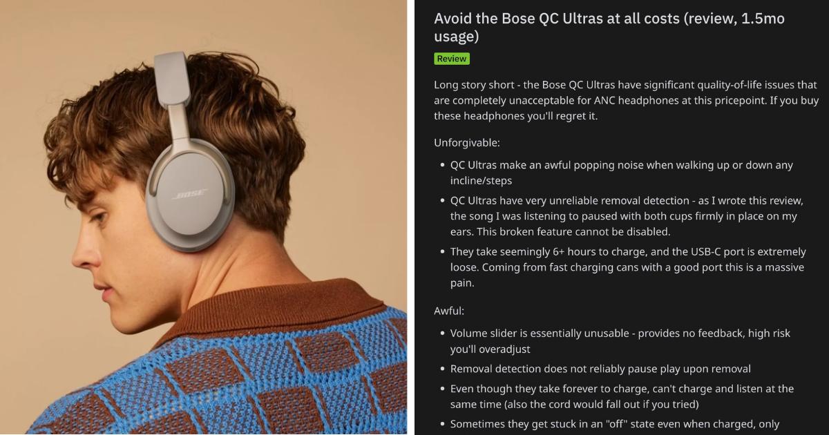 Bose user warns people to avoid Bose QC Utlras