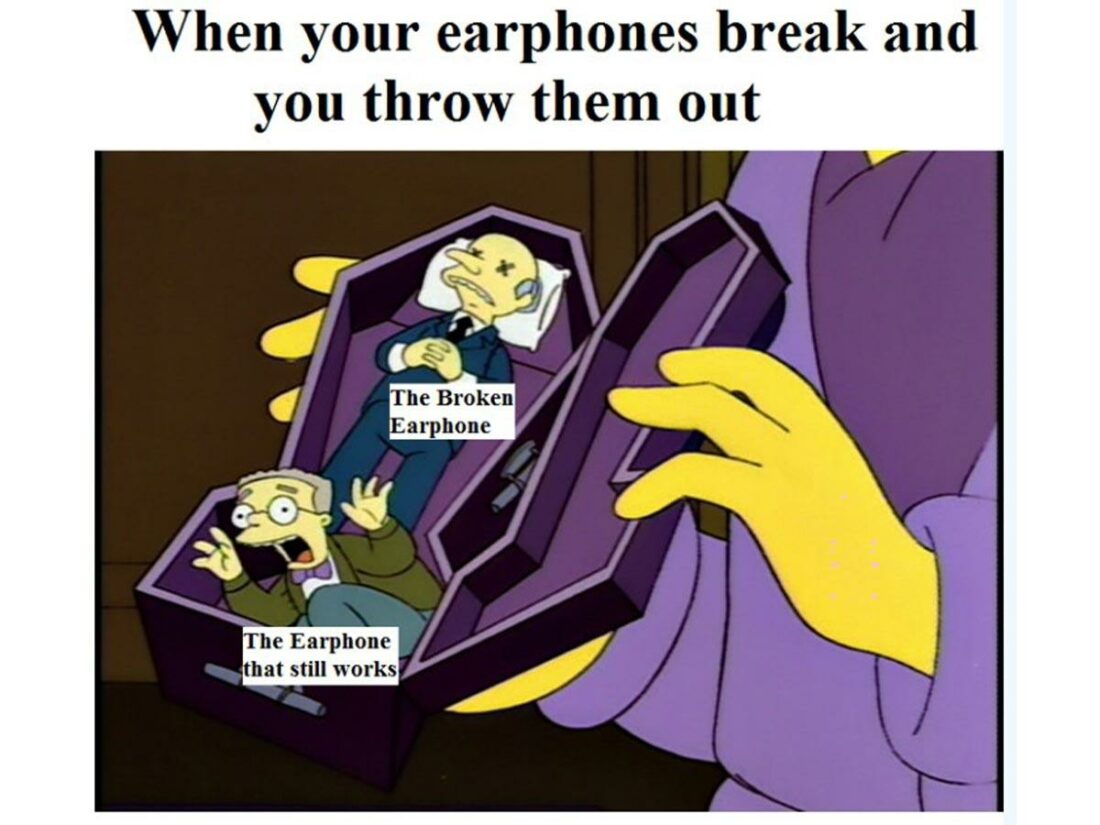 Broken earphones. (From: Reddit)