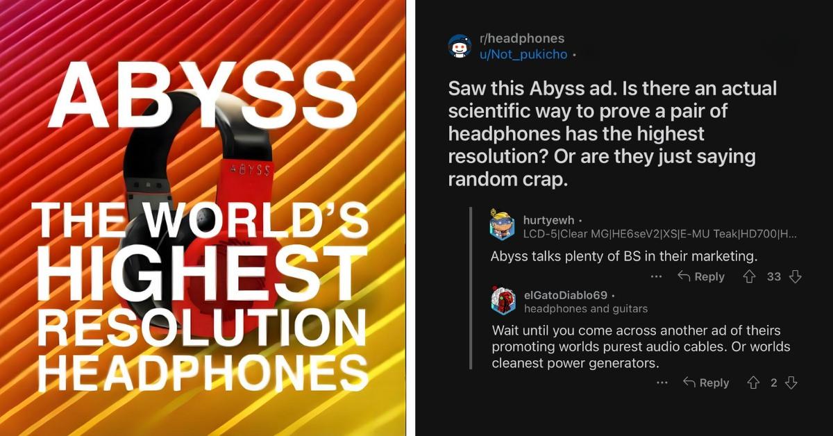 Abyss' ad claiming the world's highest-resolution headphones draw flak on audiophile community.