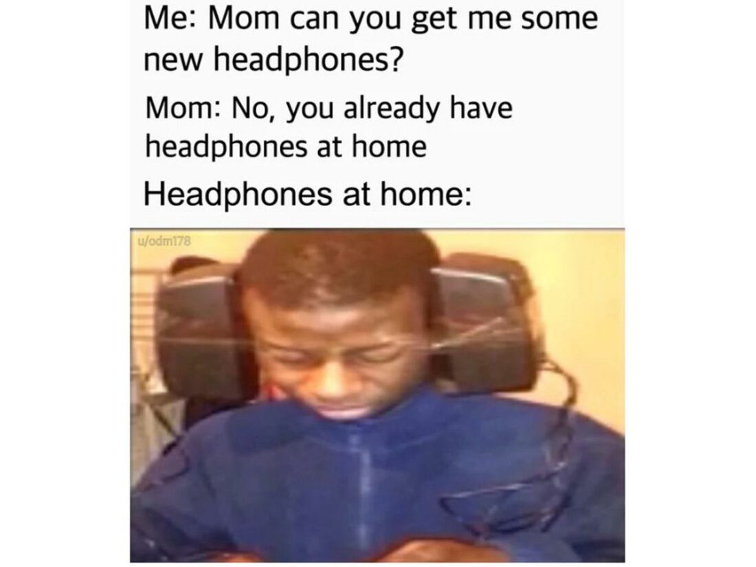 Speakers aren't headphones, Mom. (From: Reddit)