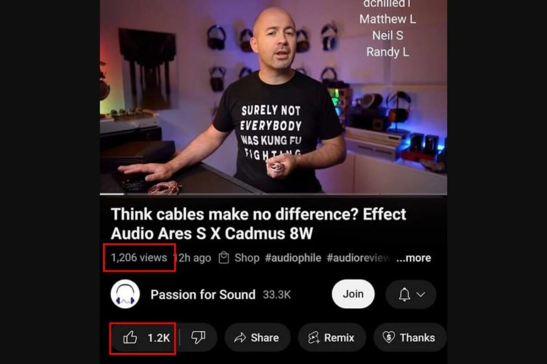 Another video with questionable like-to-view ratio, as pointed out on Reddit. (From: YouTube/Passion for Sound)
