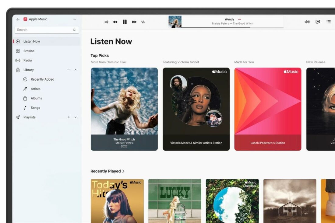 A look at the Apple Music app on Windows 11 (From: Microsoft Store)