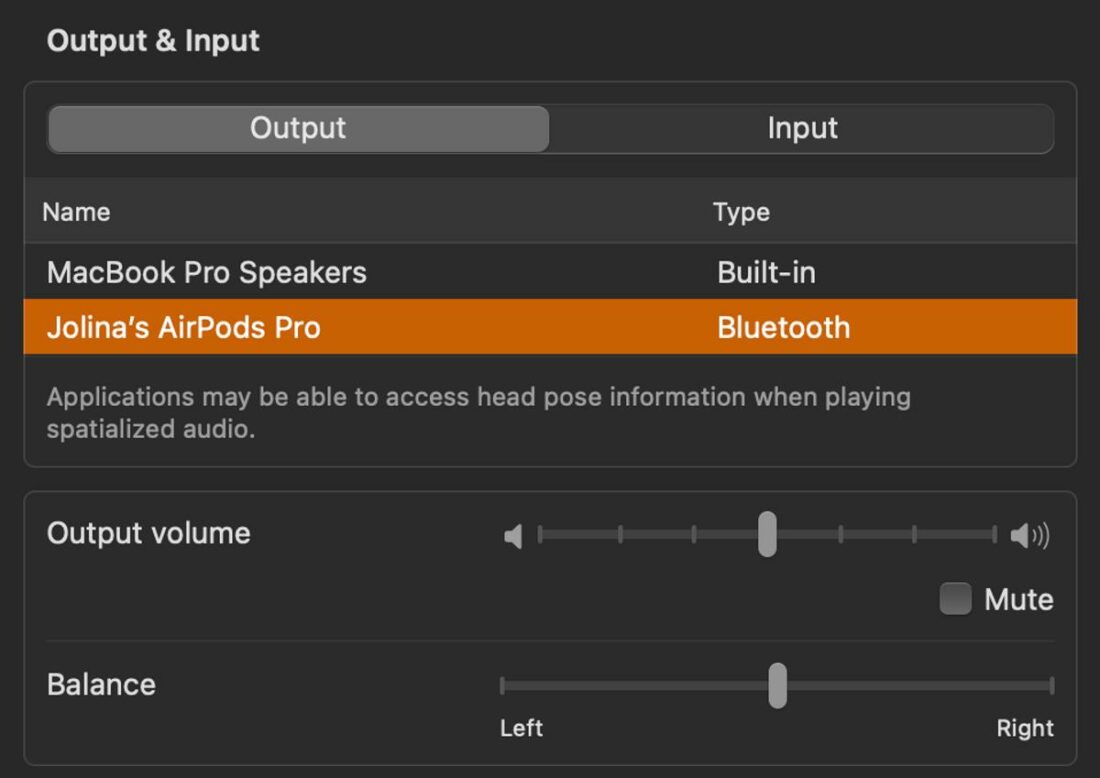 How to access the Audio Balance setting on Mac.