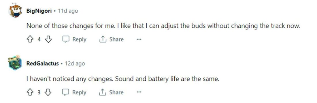 Comments from people who didn't experience and sound quality changes. (From: Reddit)