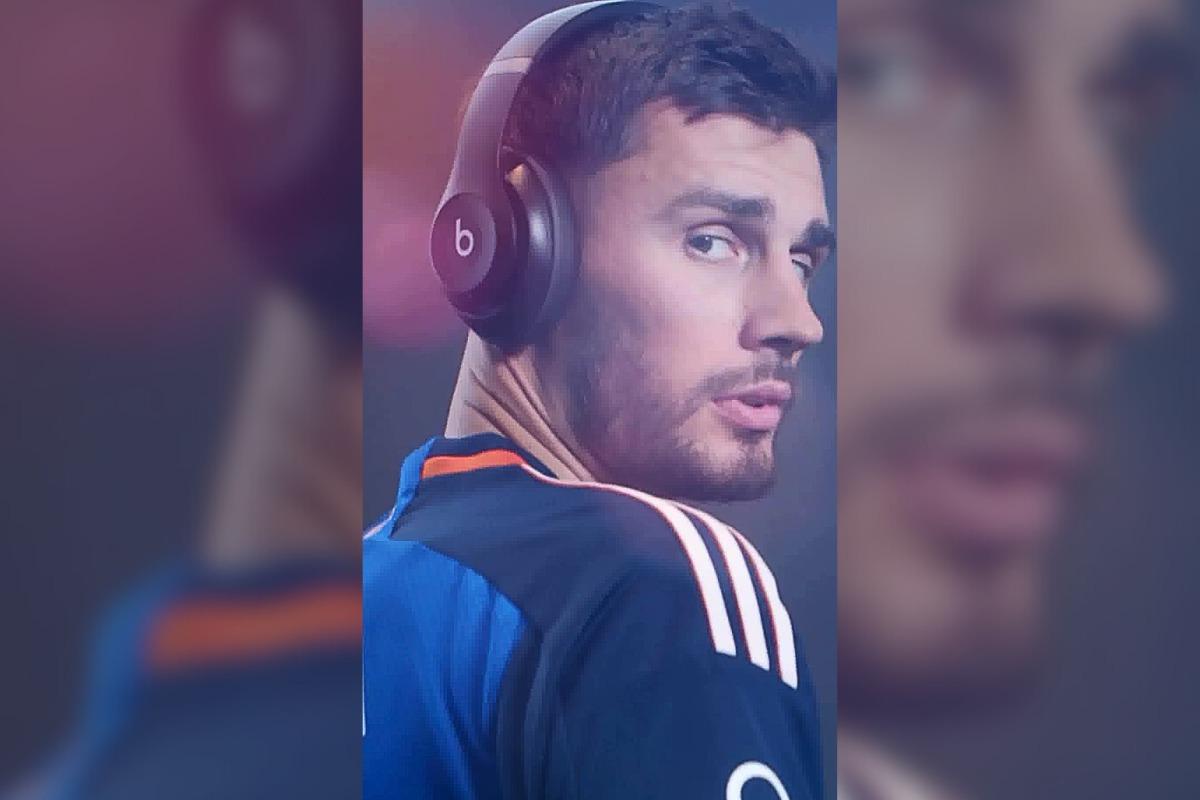 An MLS player wearing Beats headphones in Beats' newest campaign. (From: Beats)
