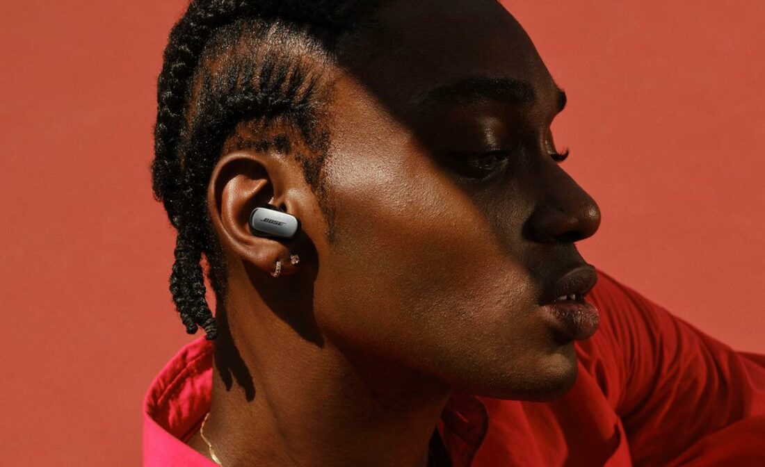 Man wearing the new Bose QuietComfort Ultra earbuds (From: Bose)