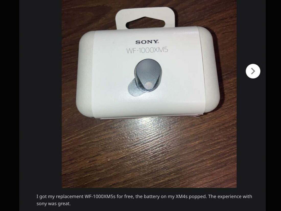 The OP's update about getting an upgraded replacement from Sony. (From: Reddit)