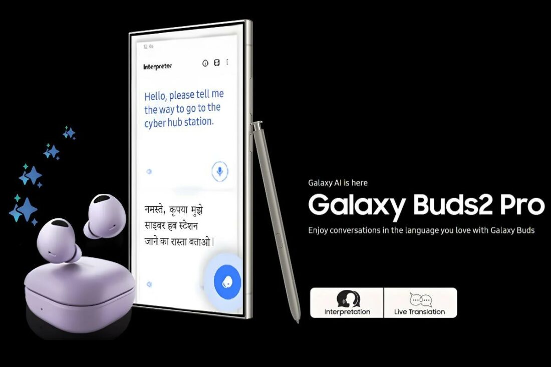 Samsung's announcement poster on the upcoming Galaxy AI features on Galaxy Buds2 Pro. (From: Samsung)