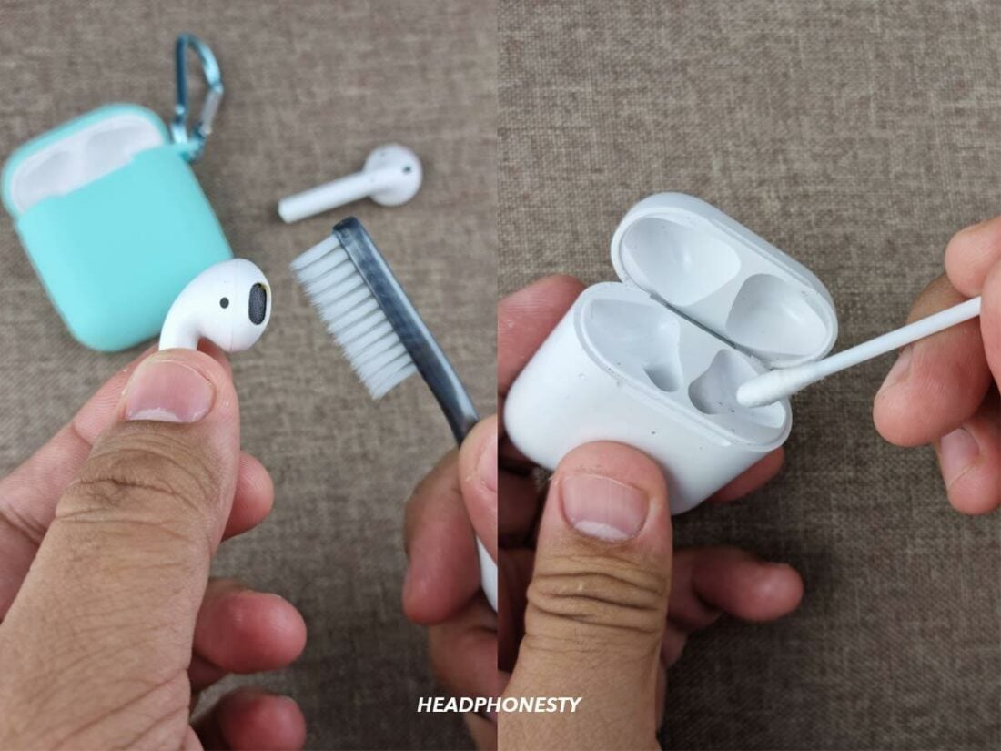 Clean your AirPods with a toothbrush and Q-tip before pawning them.