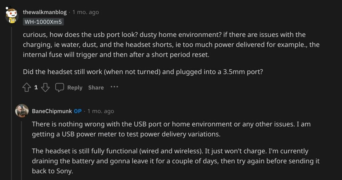 Redditor comment about a possible issue with the USB port (From: Reddit)