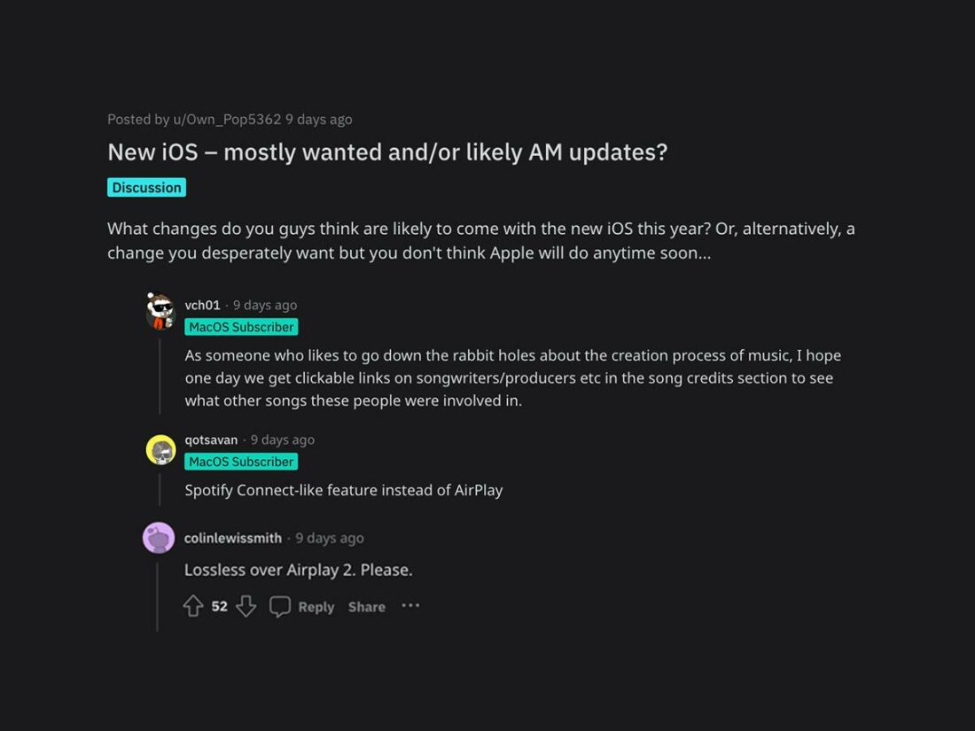 What people wish for in the upcoming iOS 18 update. (From: Reddit)