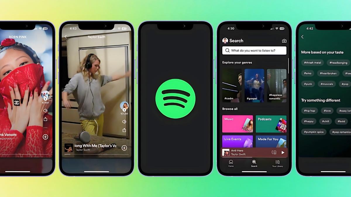A preview of Spotify's new TikTok-style features.