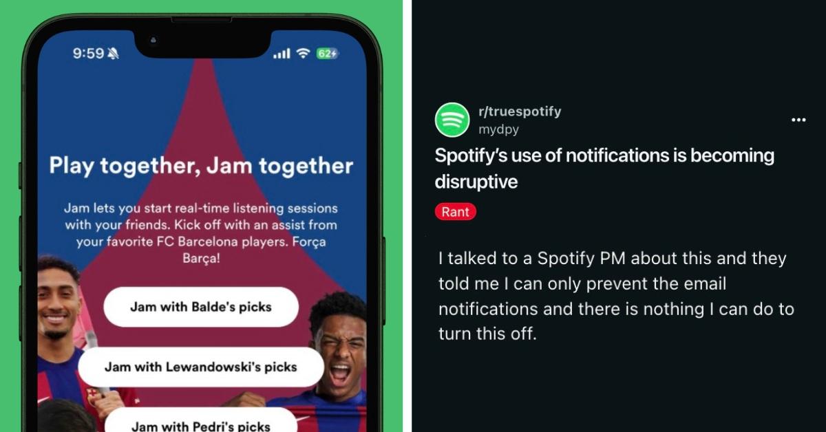 Spotify's notifications are becoming disruptive according to users.