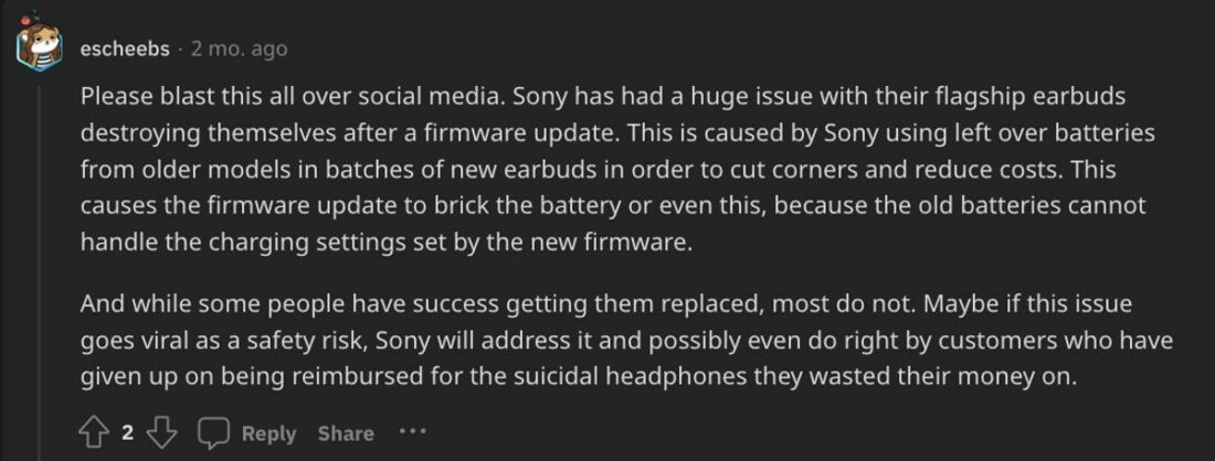 Comment suggesting to make the news viral to prompt a proper response from Sony. (From: Reddit)