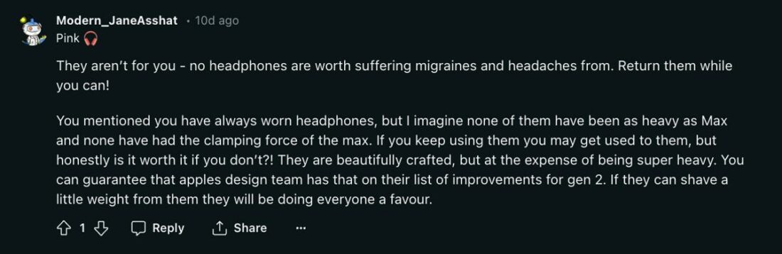 User reminding everyone that no headphones are worth the pain. (From: Reddit)