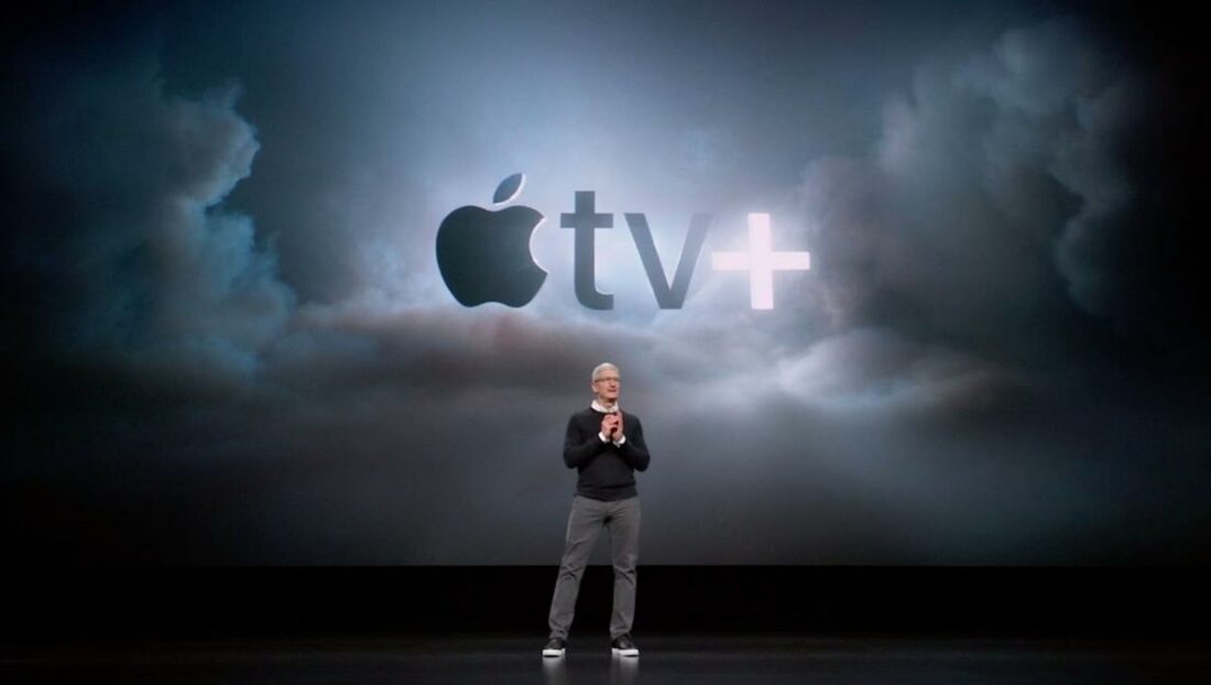 Apple CEO Tim Cook announcing the Apple TV+ in 2019. (From: Apple)