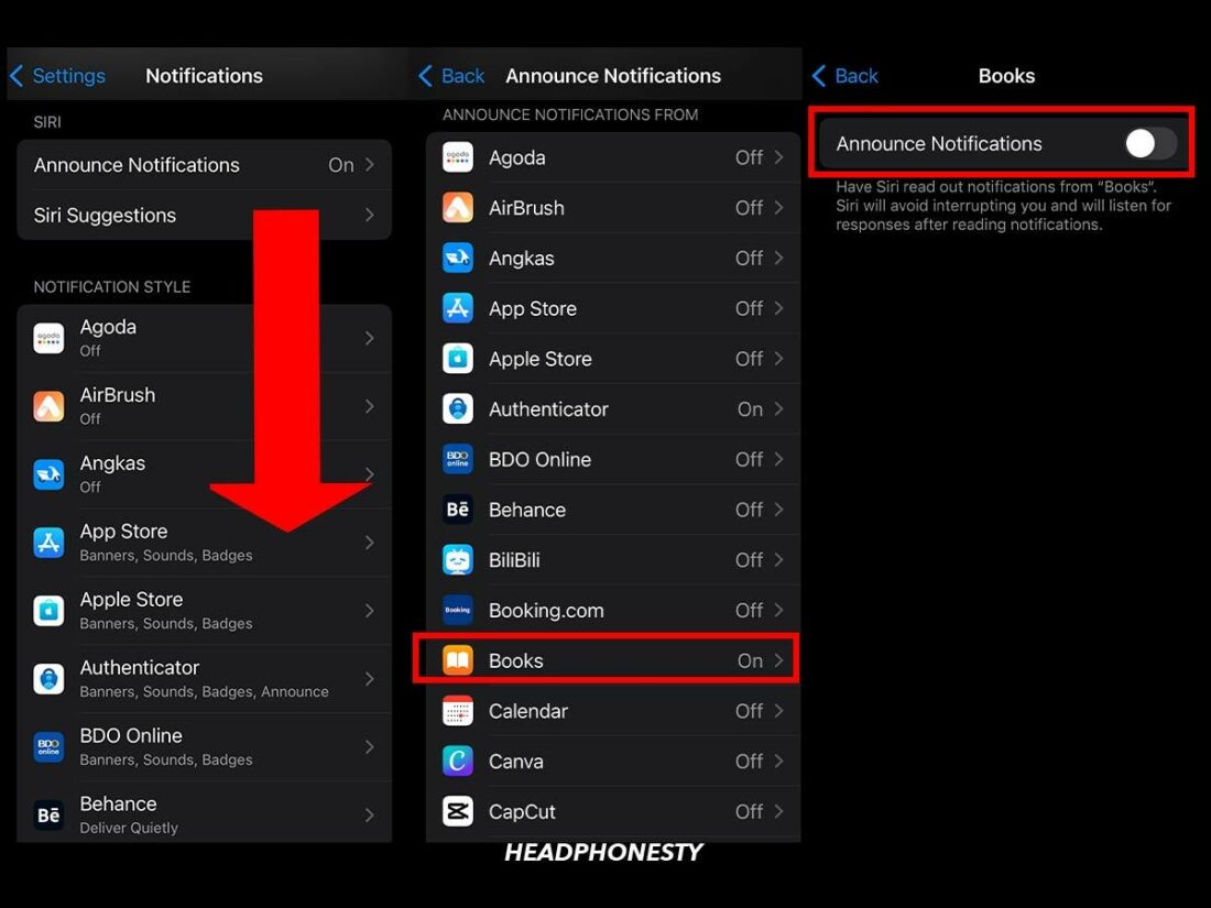 Open an app in Announce Notifications to customize what is read.