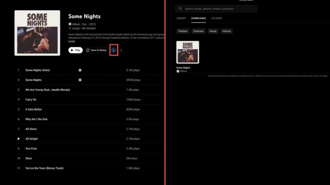 How to download music on YouTube Music web app for offline listening.