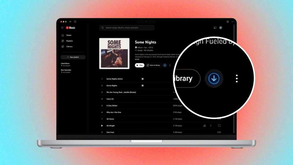 Users discovered the download icon on the YouTube Music web app.