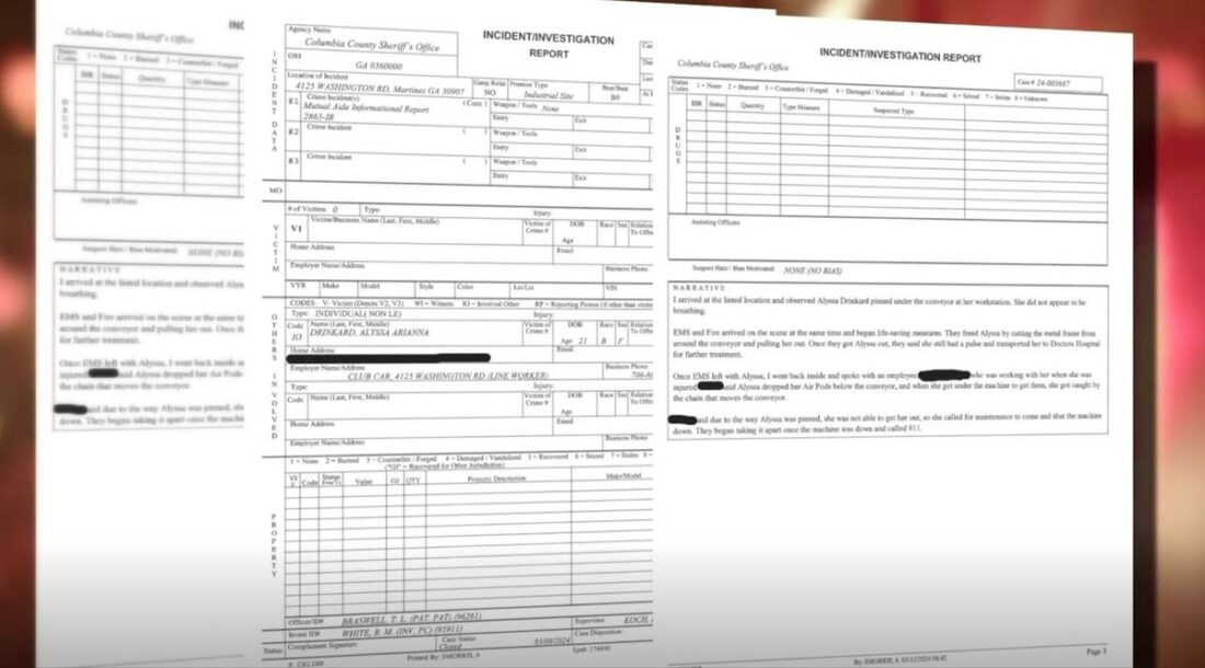 Police investigation report sent by the Columbia County Sheriff's Office. (From: NBC News)