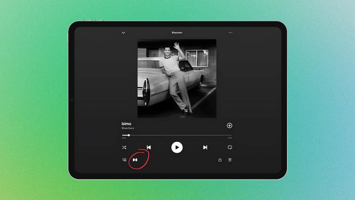 A Dolby Atmos icon is spotted in a user's Spotify iPad app.
