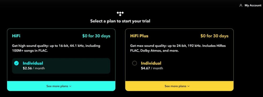 Tidal subscription plans.(from: Tidal)