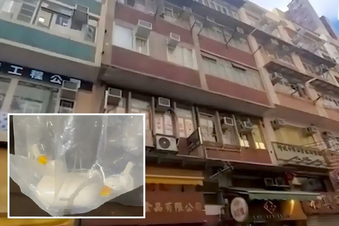 The man's apartment building and the AirPods the police retrieved in the incident. (From: The Sun/Singtao)