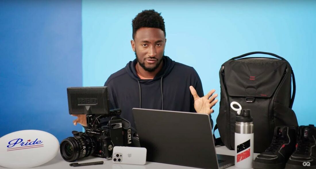 MKBHD with the things he says he can't live without. (From: GQ)