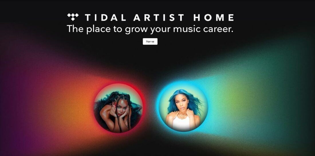Landing page for Tidal artists. (From: Tidal)
