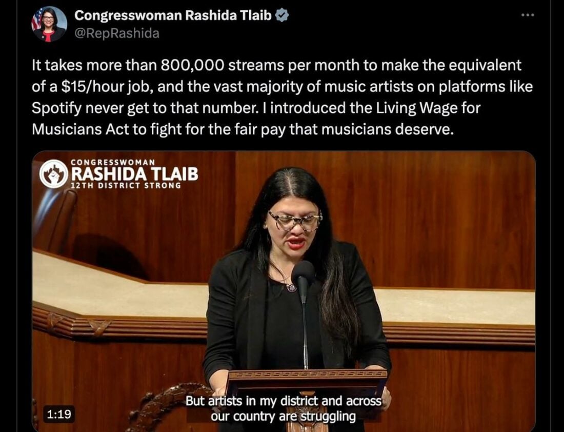 Congresswoman Rashida Tlaib shares her presentation about the bill. (From: X)