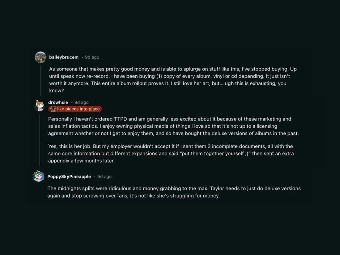 Fans detailing why they have stopped supporting the variants released. (From: Reddit)