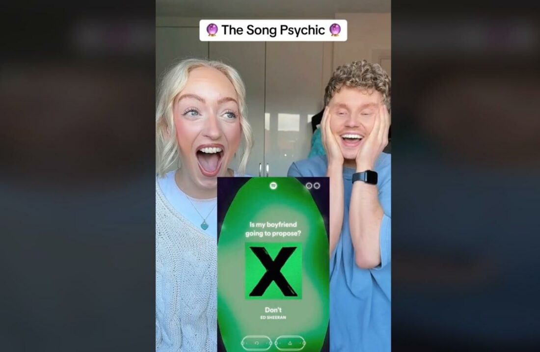 TikTok couple's hilarious result in Spotify's Song Psychic. (From: TikTok/Connor.rice)