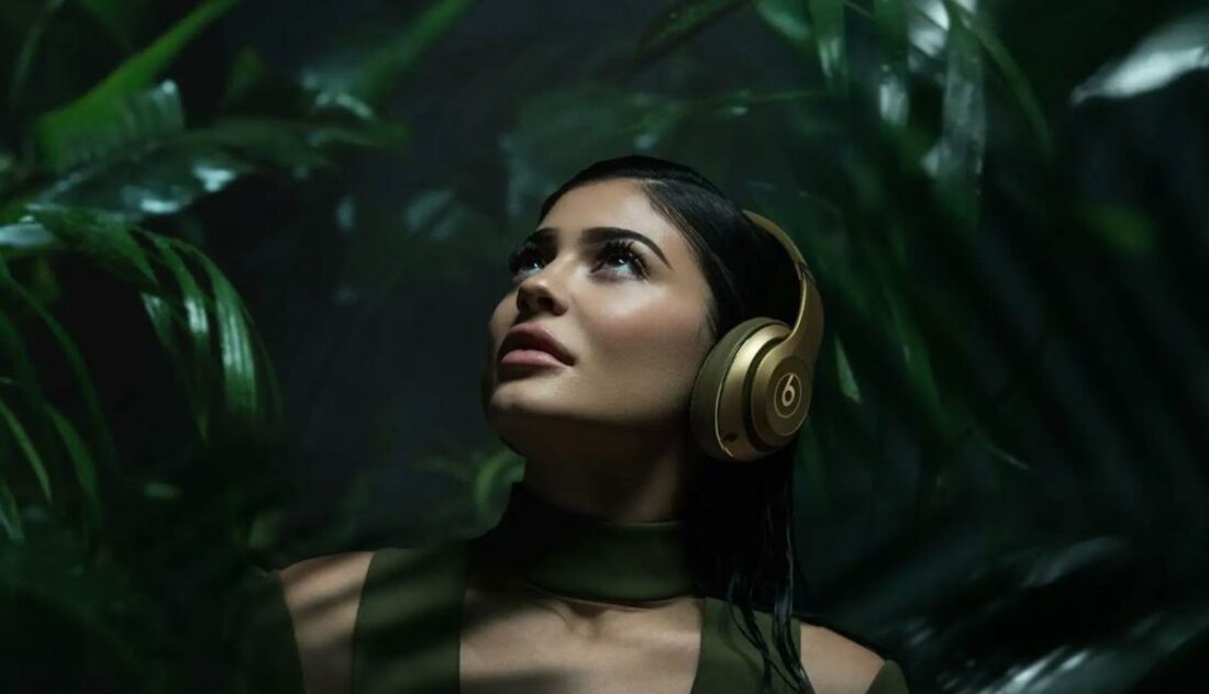 Kylie Jenner wearing the $600 Beats x Balmain headphones. (From: Beats)