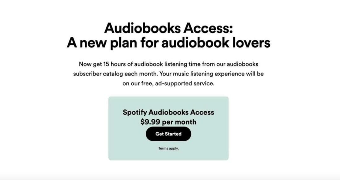 Details of Spotify’s Audiobooks Access plan. (From: Spotify)