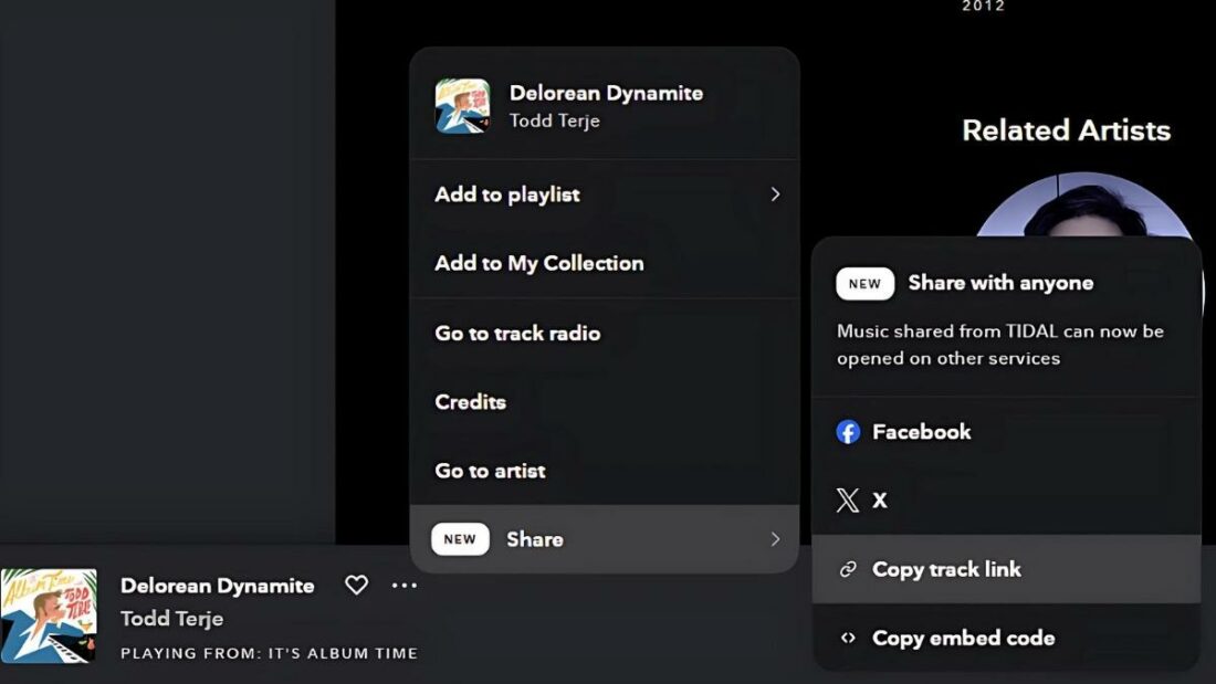 How to access TIDAL's universal links feature. (From: TIDAL)