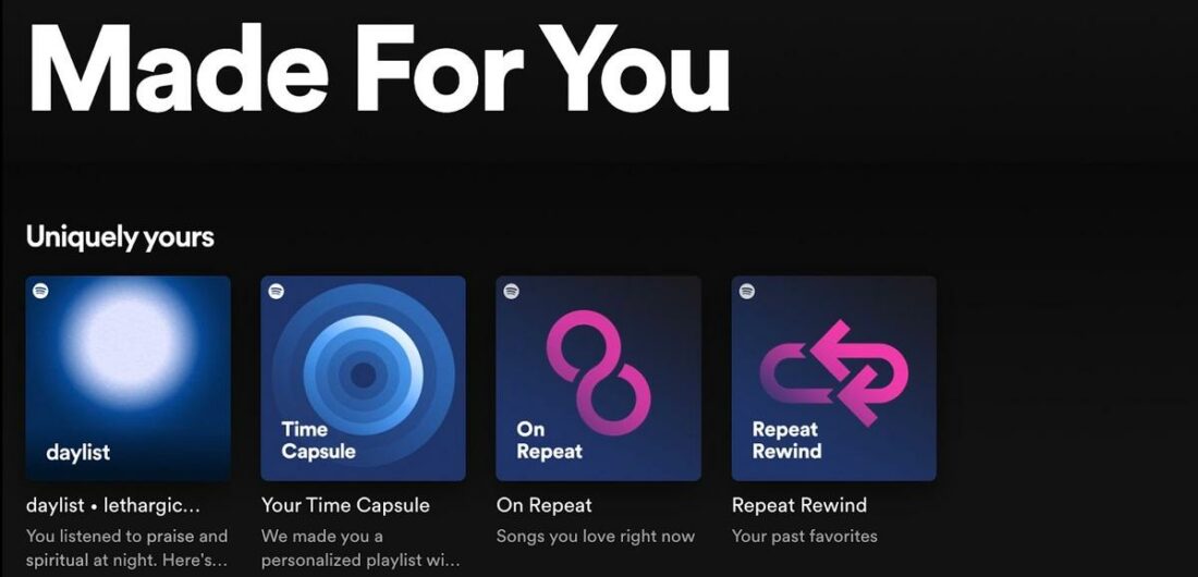 Most of Spotify's discovery algorithm works to build up the Made For You page.