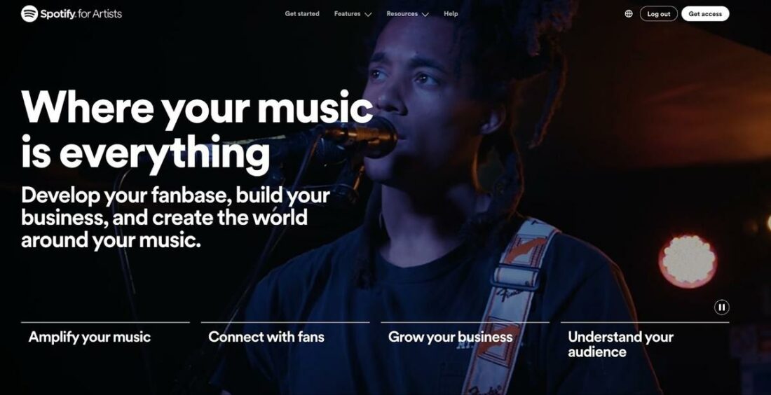 Spotify for Artists landing page. (From: Spotify)