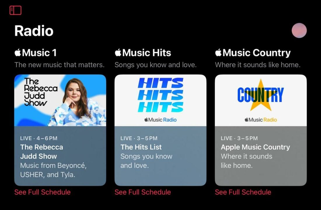 Radio stations on Apple Music.