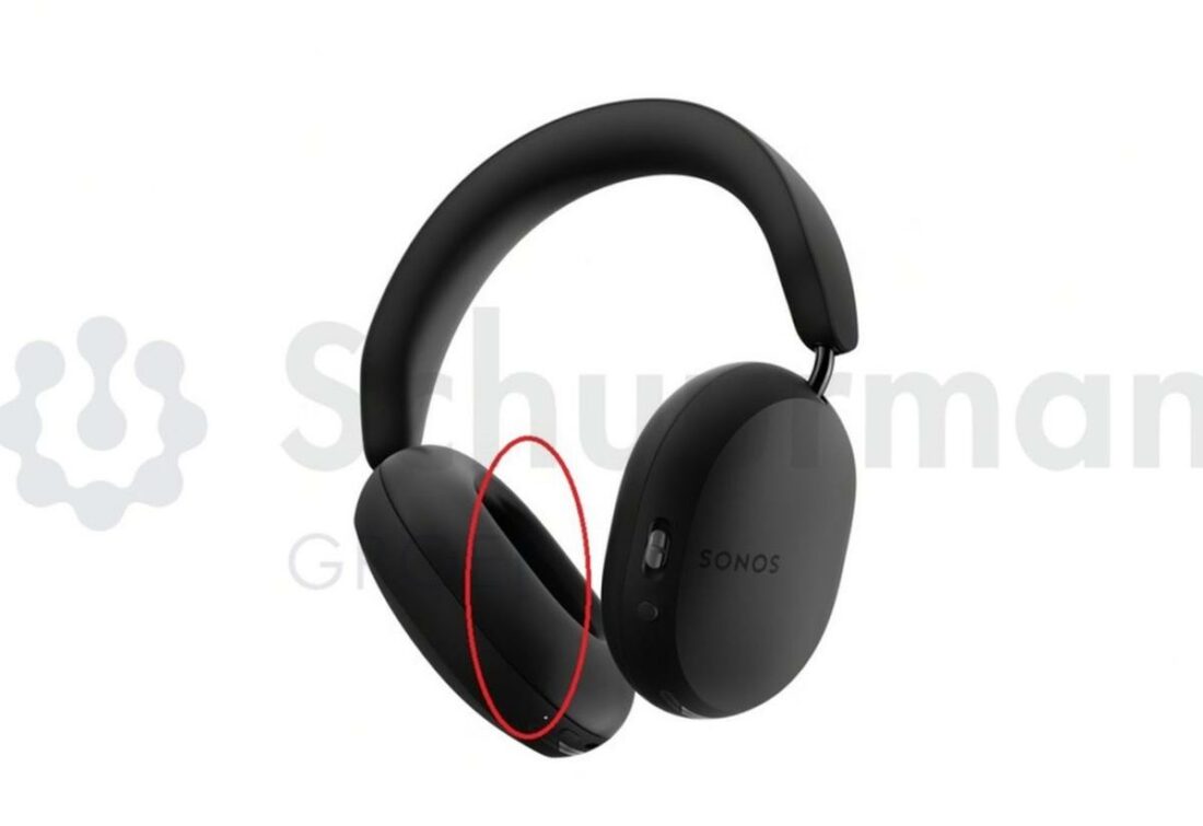Another leaked image of the Sonos Ace headphones with an emphasis on their ear pads. (From: Schuurman)